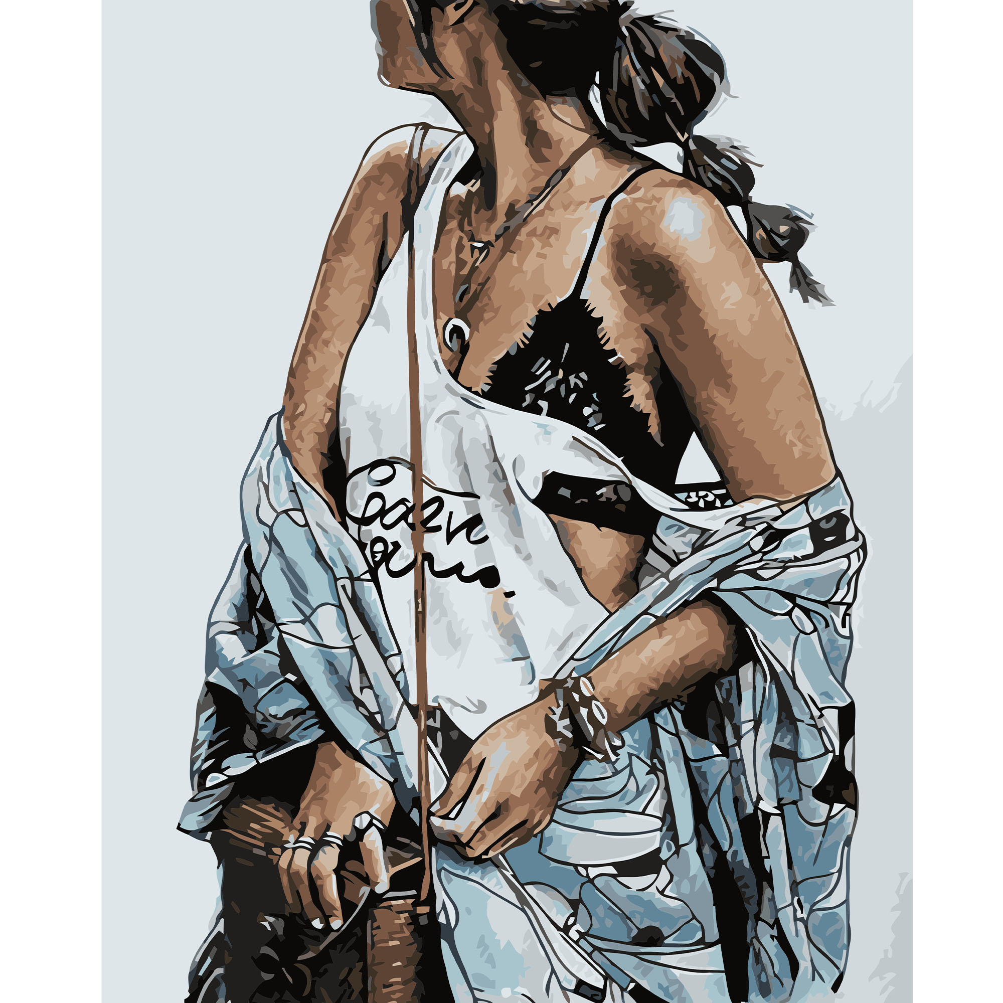 Картина за номерами Strateg Стильна дівчина 2 з лаком розміром 40х50 см VA-0738