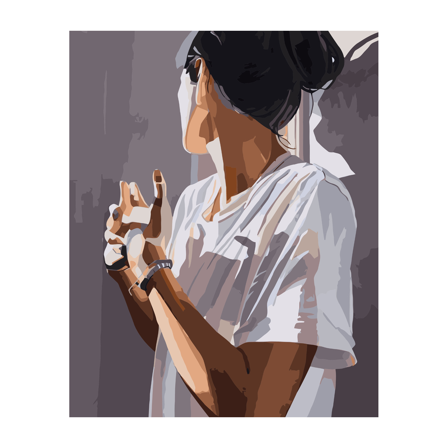 Картина за номерами Strateg Дівчина з лаком розміром 40х50 см VA-2841