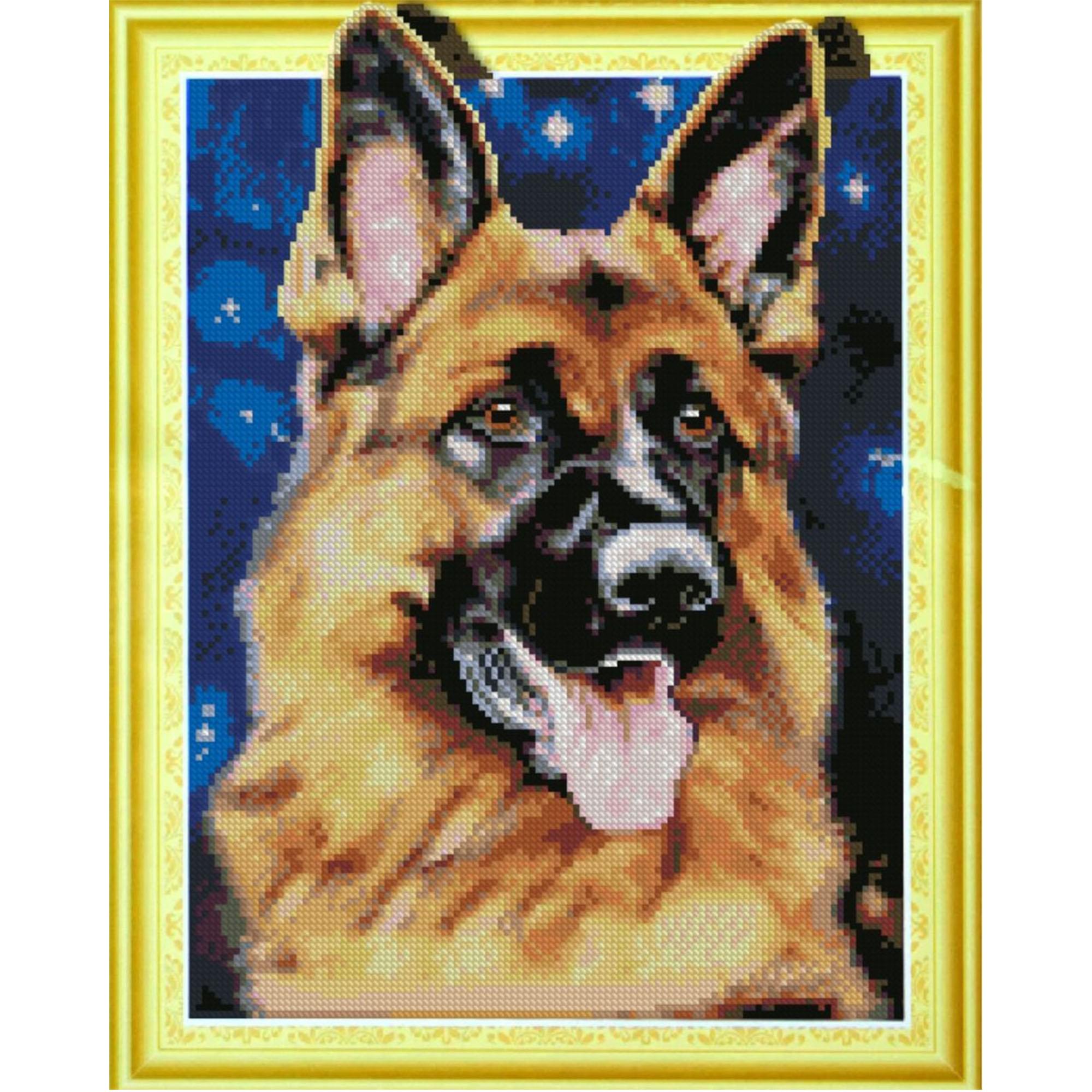 Алмазна мозаїка Strateg Німецька вівчарка 40х50 см FA20288