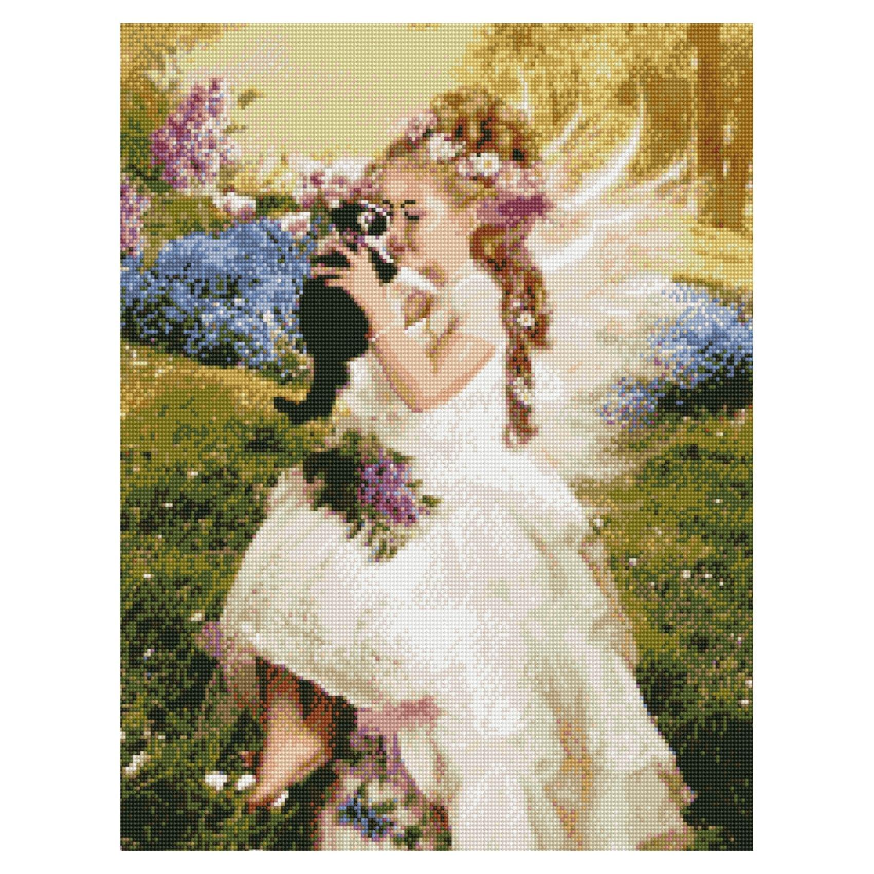 Алмазна мозаїка Strateg Дівчина з кошеням 50х60 см HA0012