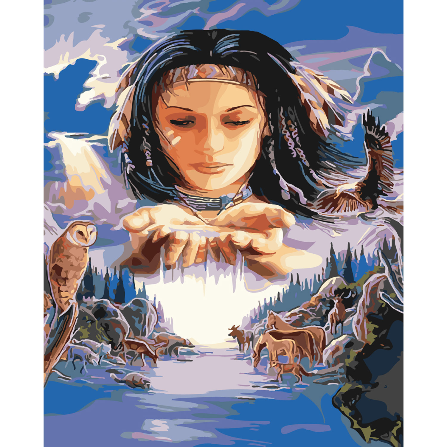 Картина за номерами Strateg Індіанська магія з лаком розміром 40х50 см SY6192