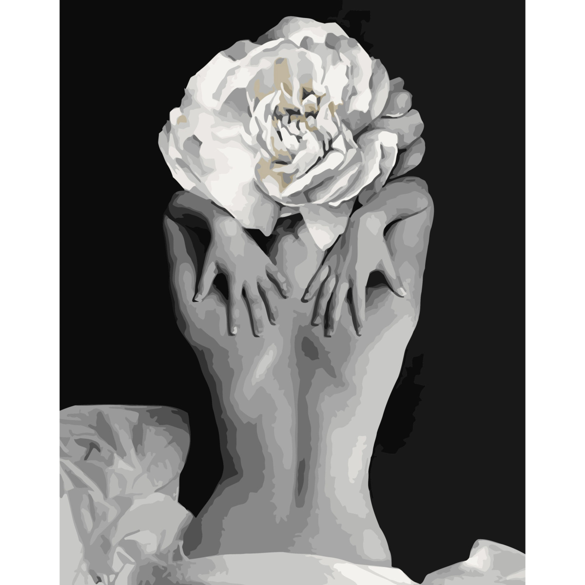 Картина за номерами Strateg Тіло з квіткою з лаком розміром 40х50 см (SY6770)