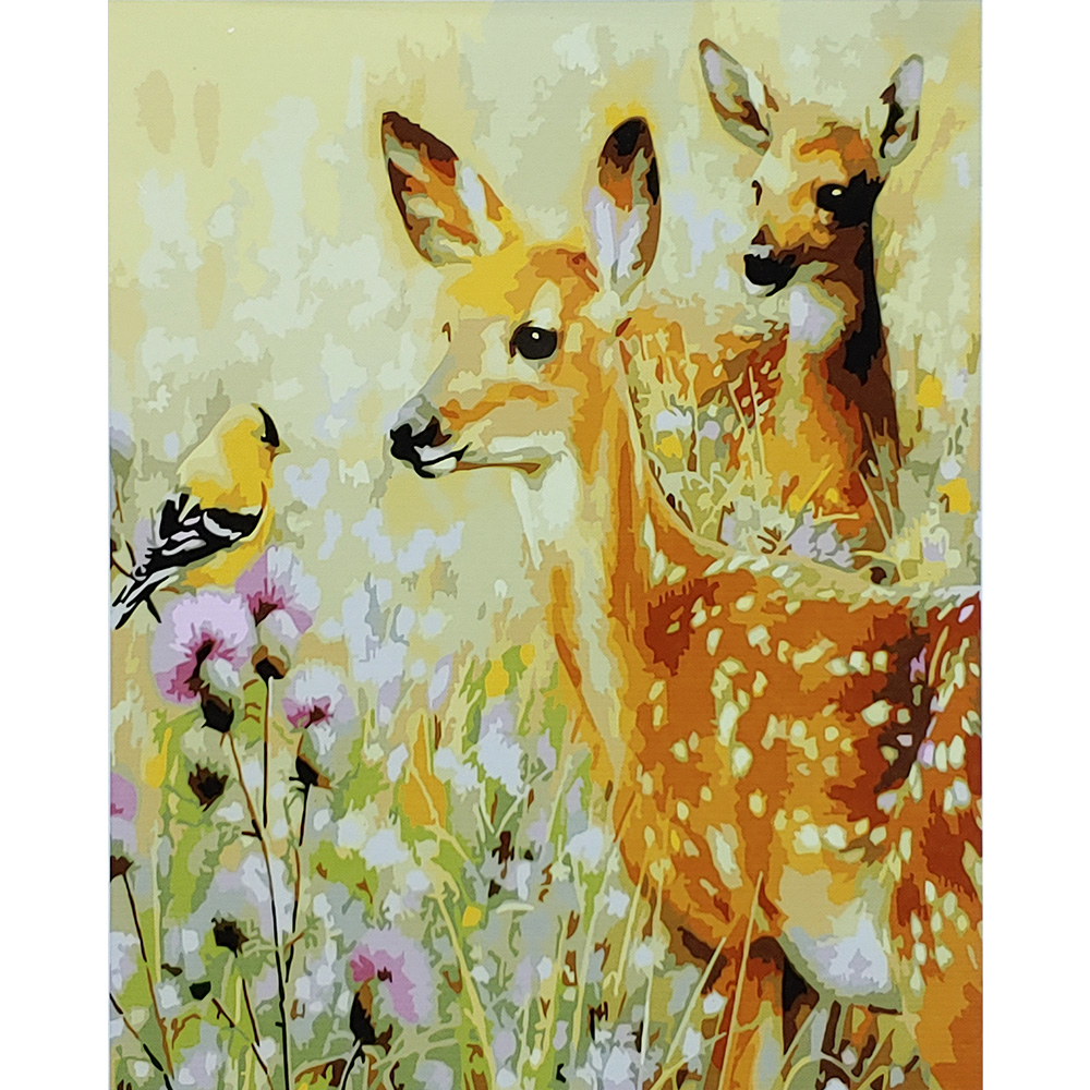 Картина за номерами Strateg Оленята Бембі з лаком розміром 40х50 см (SY6882)