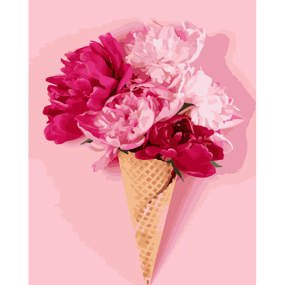 Картина за номерами Strateg Півонії в рожку з лаком розміром 40х50 см (SY6892)