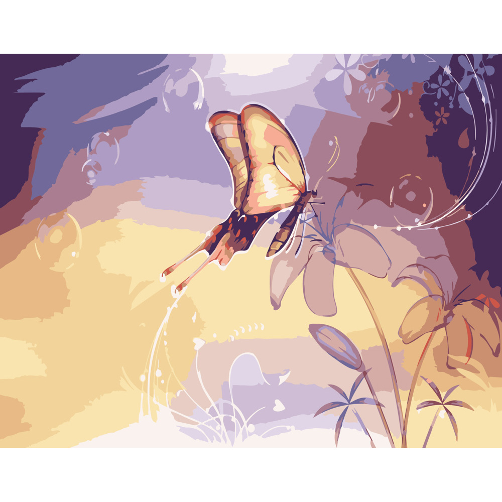 Картина за номерами Strateg Абстракція з метеликом розміром 40х50 см (DY142)