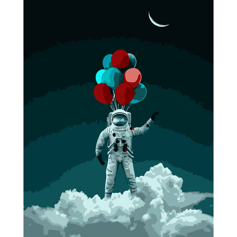 Paint by numbers Strateg Astronaut with balloons size 40x50 cm (DY171)