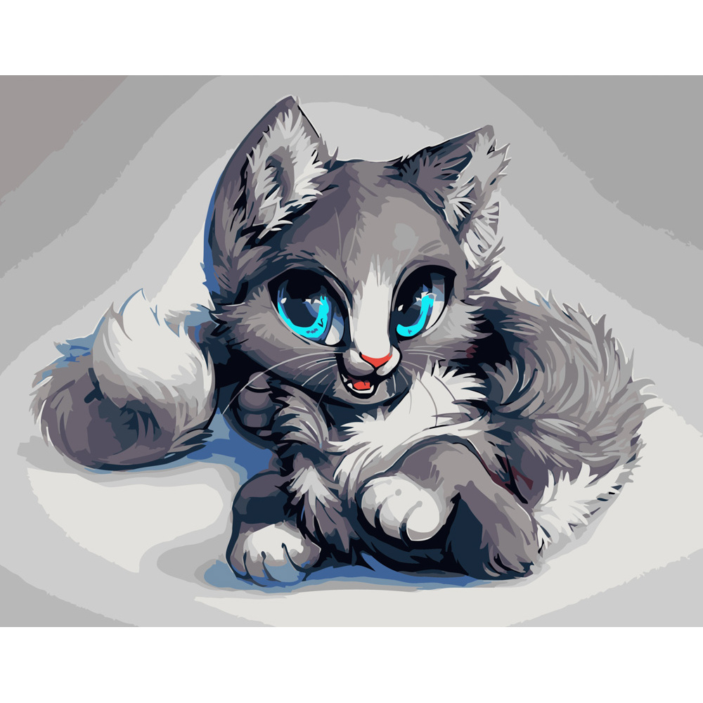 Картина за номерами Strateg Аніме-кошеня розміром 40х50 см (DY181)