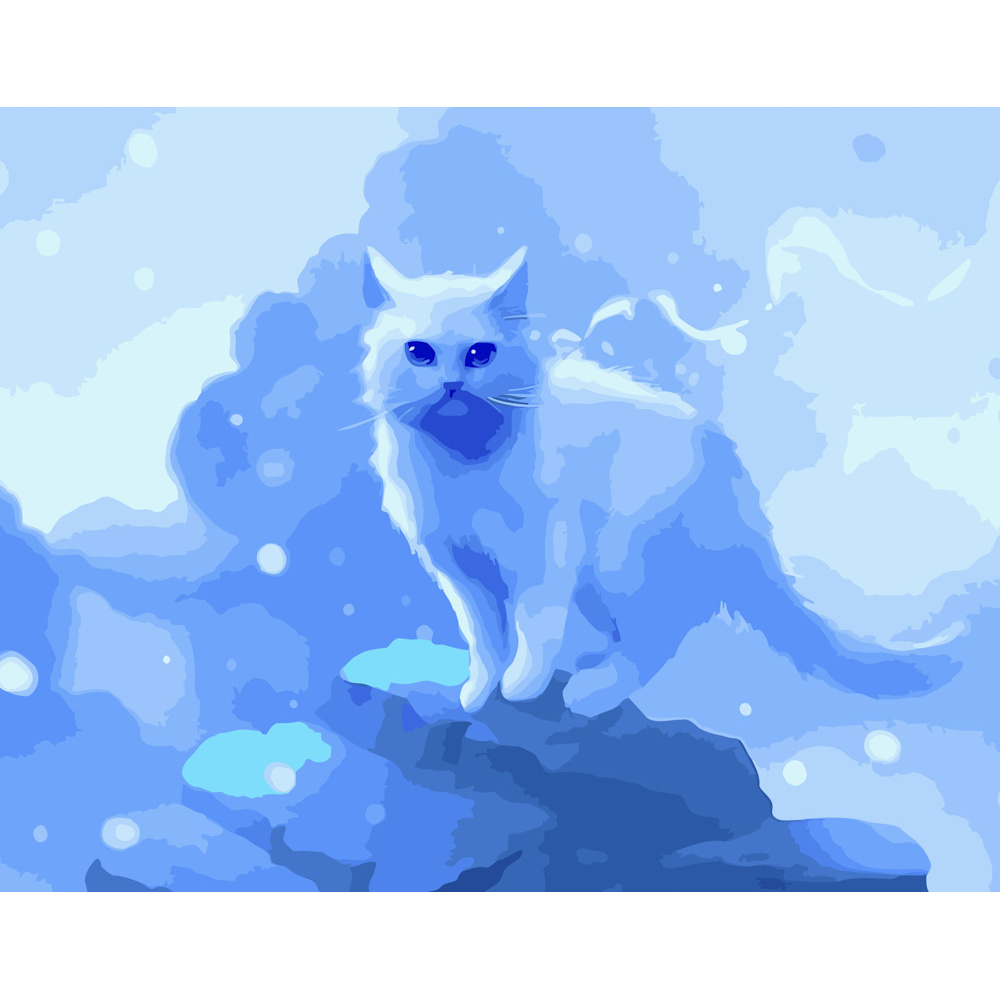 Картина за номерами Strateg Котик взимку розміром 40х50 см (DY192)