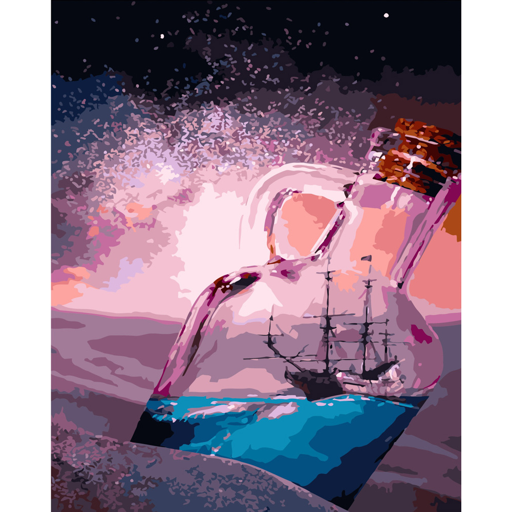 Картина за номерами Strateg Корабель у пляшці розміром 40х50 см (GS197)