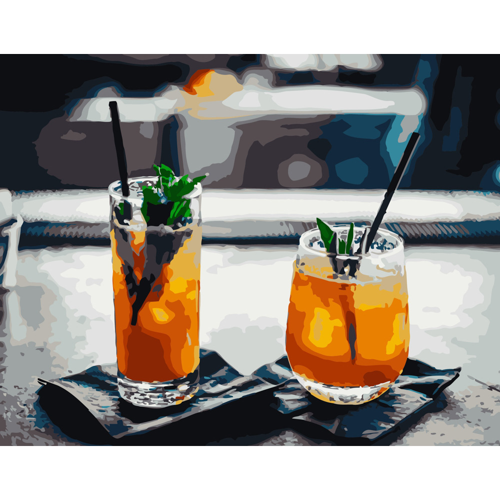 Картина за номерами Strateg Пара коктейлів розміром 40х50 см (GS291)