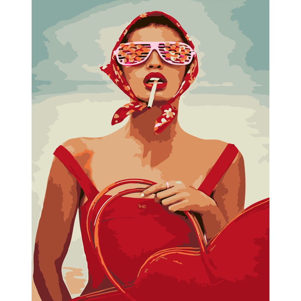 Картина за номерами Strateg Стиль у червоному розміром 40х50 см (DY237)