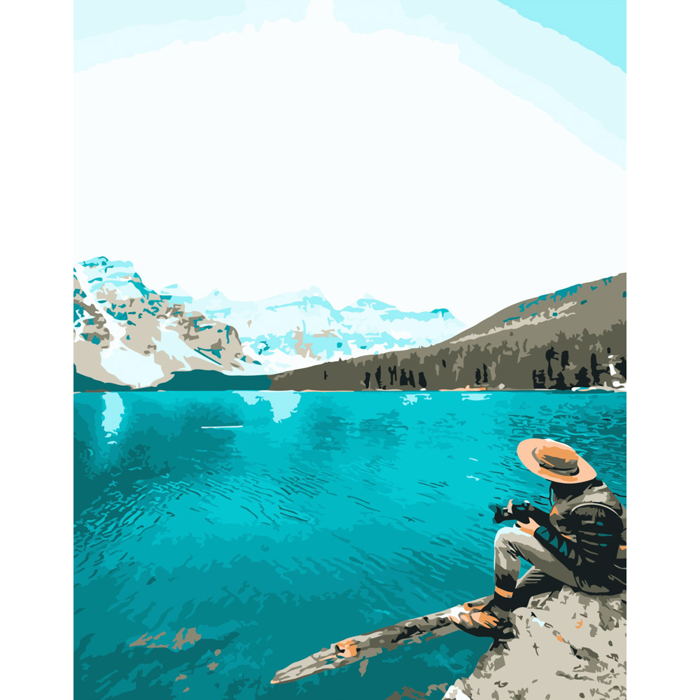 Картина за номерами Strateg Турист на фоні моря розміром 40х50 см (DY269)