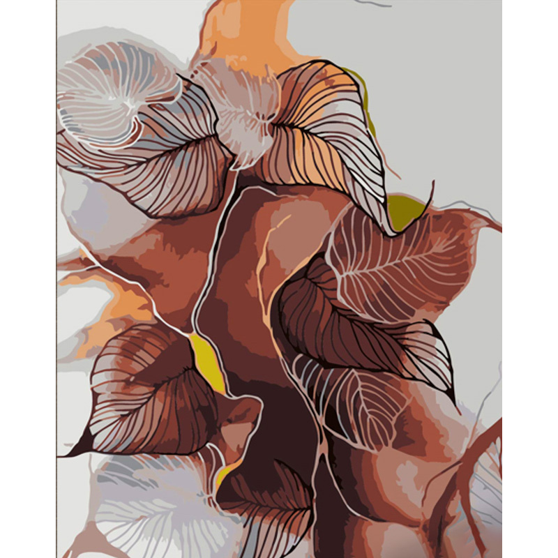 Картина за номерами Strateg Абстрактне листя з лаком та з рівнем розміром 40х50 см (DY426)