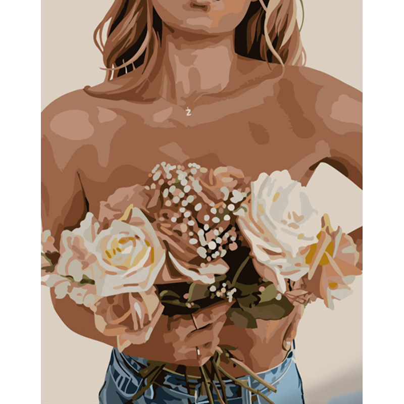 Картина за номерами Strateg Корсет із квітів розміром 40х50 см (GS837)