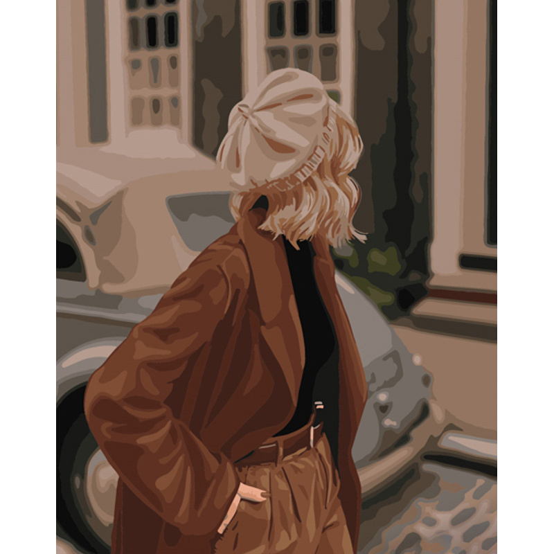 Картина за номерами Strateg Дівчина в береті розміром 40х50 см (GS842)