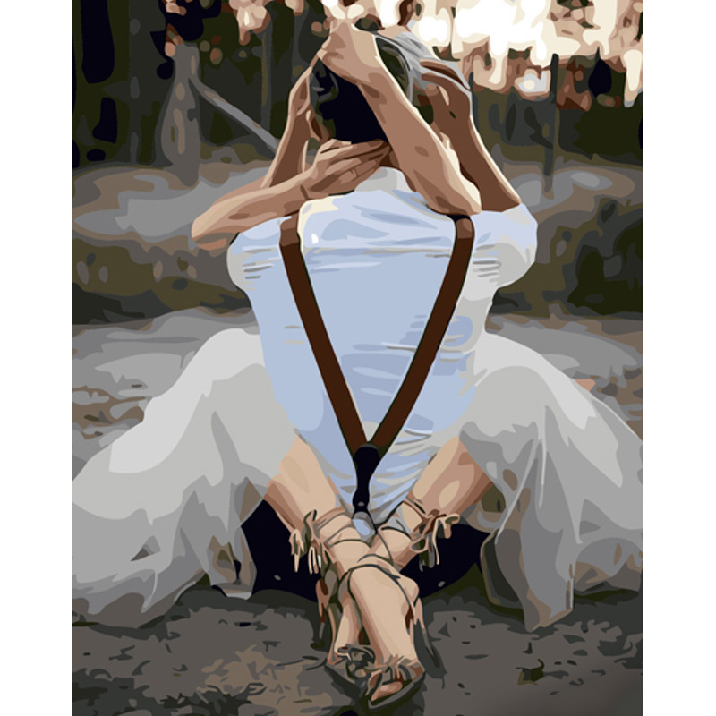 Картина за номерами Strateg Молодята в обіймах з лаком розміром 40х50 см (GS1106)