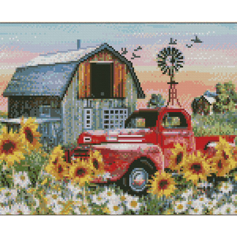 Алмазна мозаїка Strateg Сільський пейзаж розміром 30х40 см (KB027)