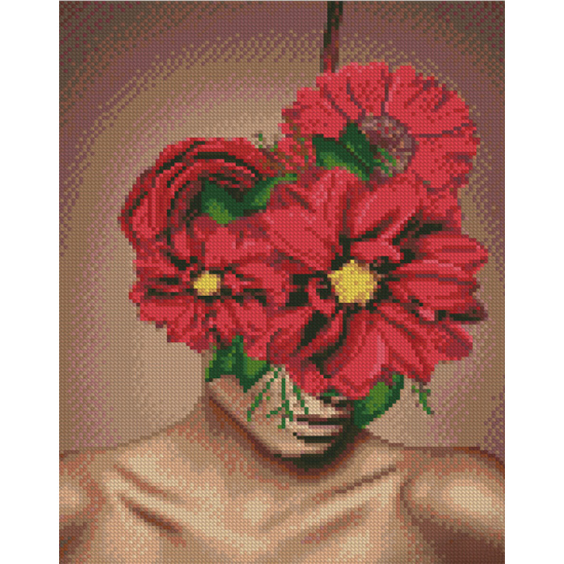 Алмазна мозаїка Strateg Жінка-квітка розміром 30х40 см (KB044)