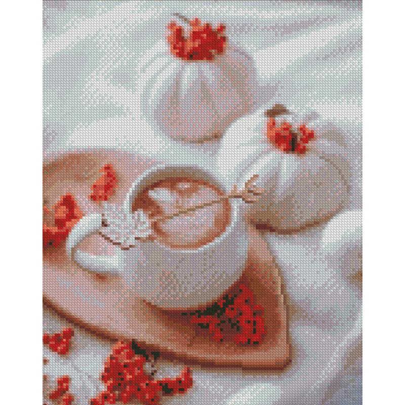 Алмазна мозаїка Strateg Осіння кава розміром 30х40 см (KB054)