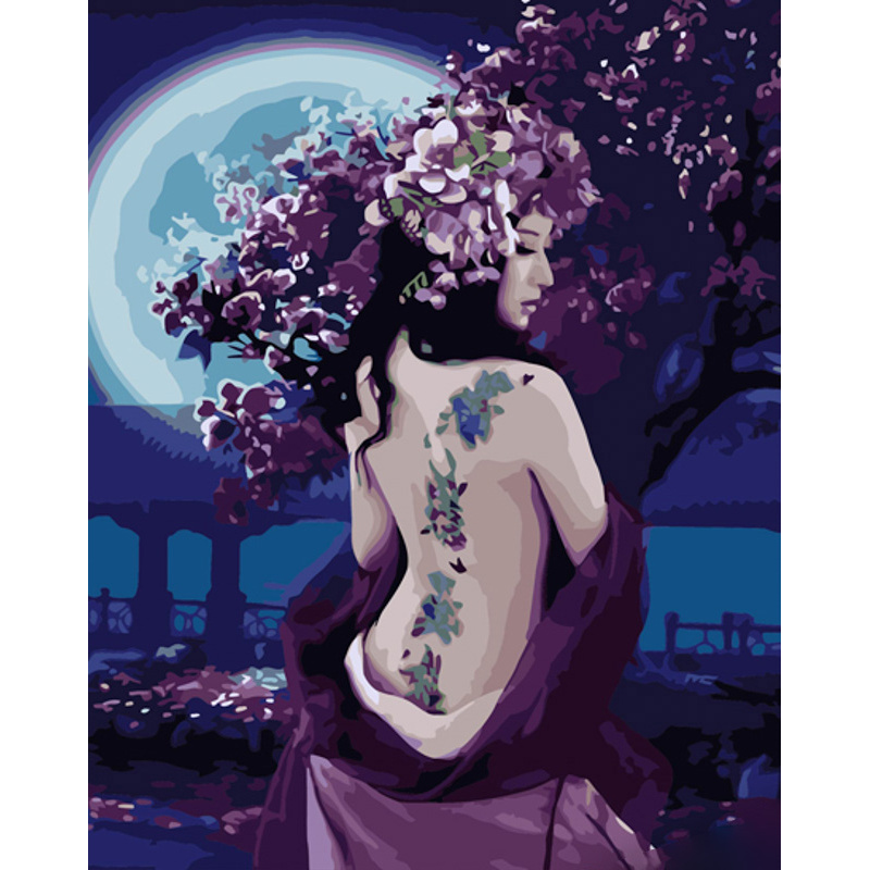 Картина за номерами Strateg Опівнічний бузок з лаком та з рівнем розміром 40х50 см (GS1368)