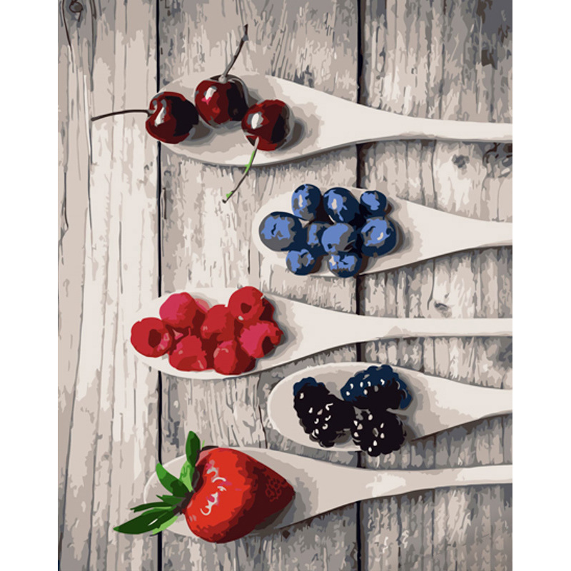 Картина за номерами Strateg Ягідний мікс з лаком та з рівнем розміром 40х50 см (GS1388)