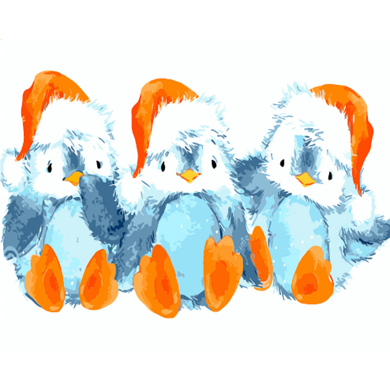 Картина за номерами Strateg Пінгвіни з лаком та з рівнем розміром 40х50 см (GS1560)