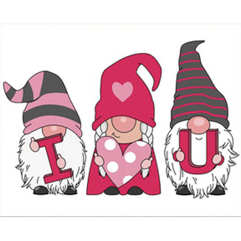 Алмазна мозаїка Strateg Симпатичні гноми Святого Валентина розміром 40х50 см  (SK86017)