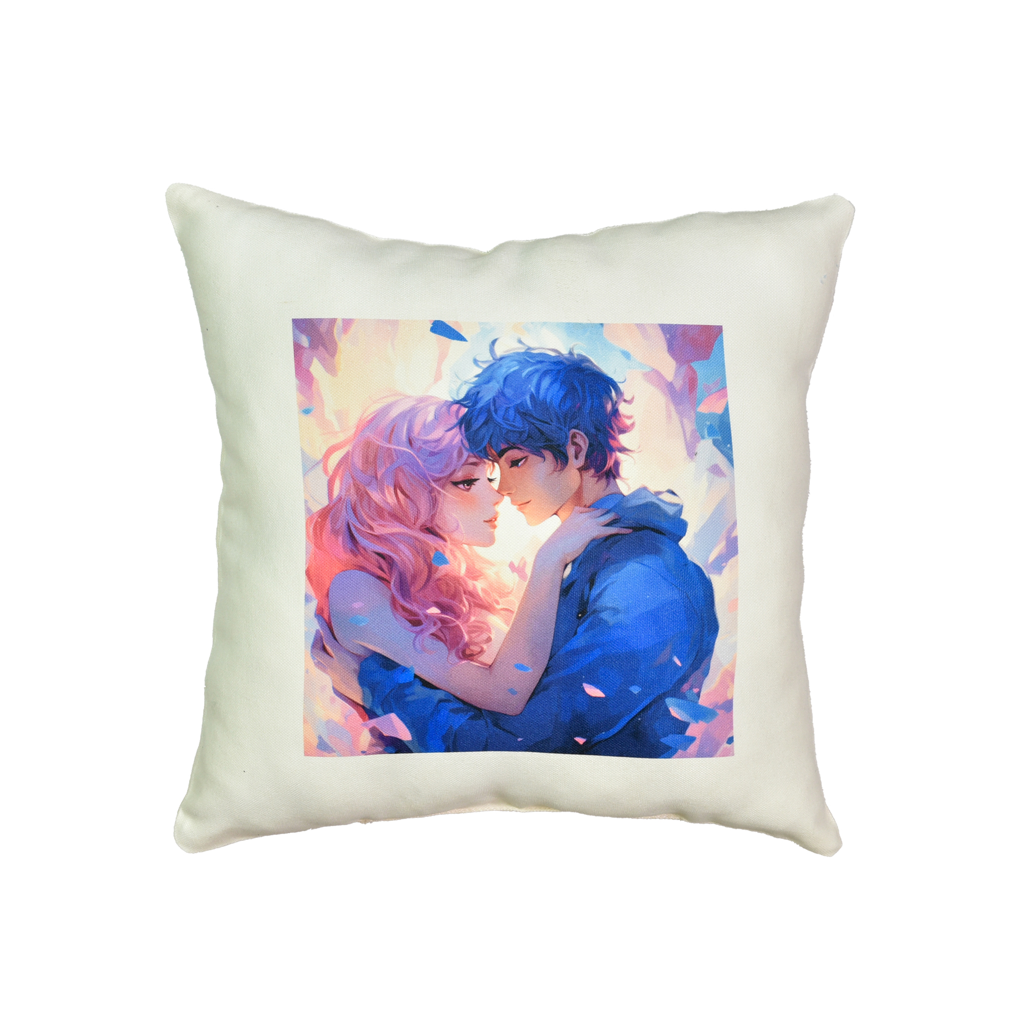 Подушка мікровелюр "Подорож у світ кохання" розмір 35*35 см молочна (60722)