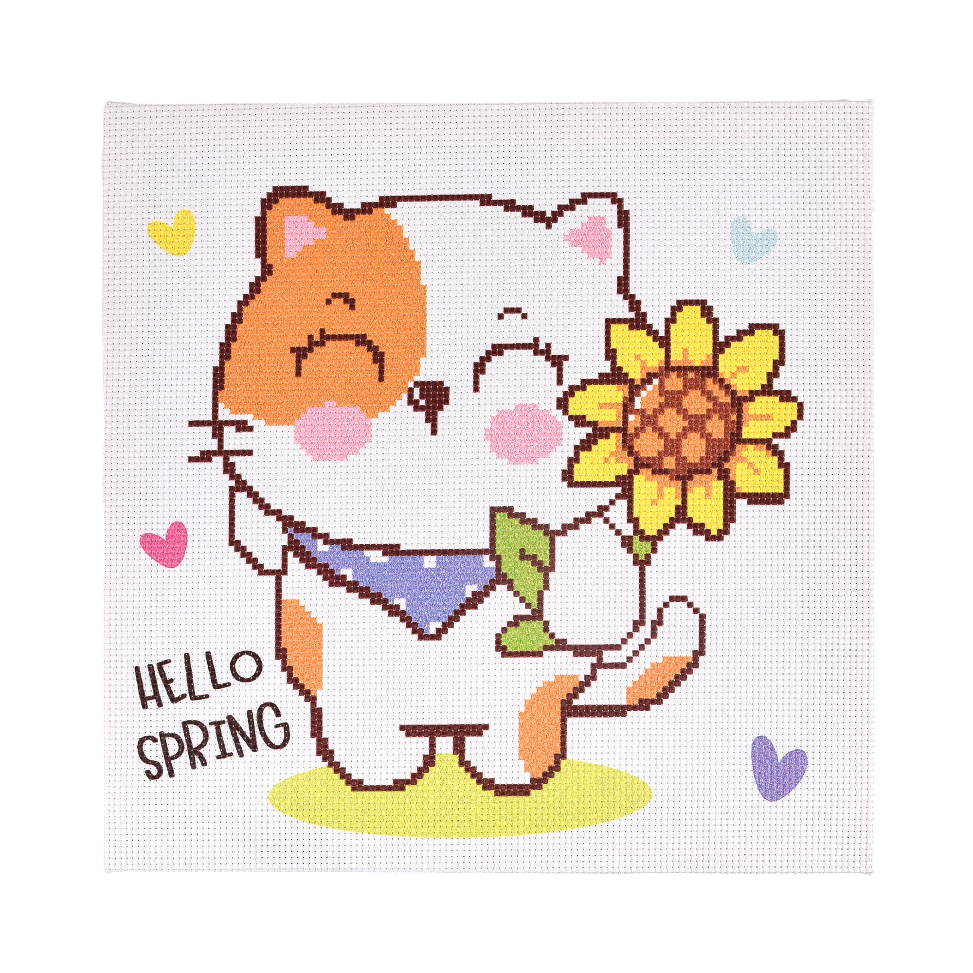 Набір для творчості вишивка хрестиком Кошеня з соняхом Strateg розміром 30х30 см (AX-306)