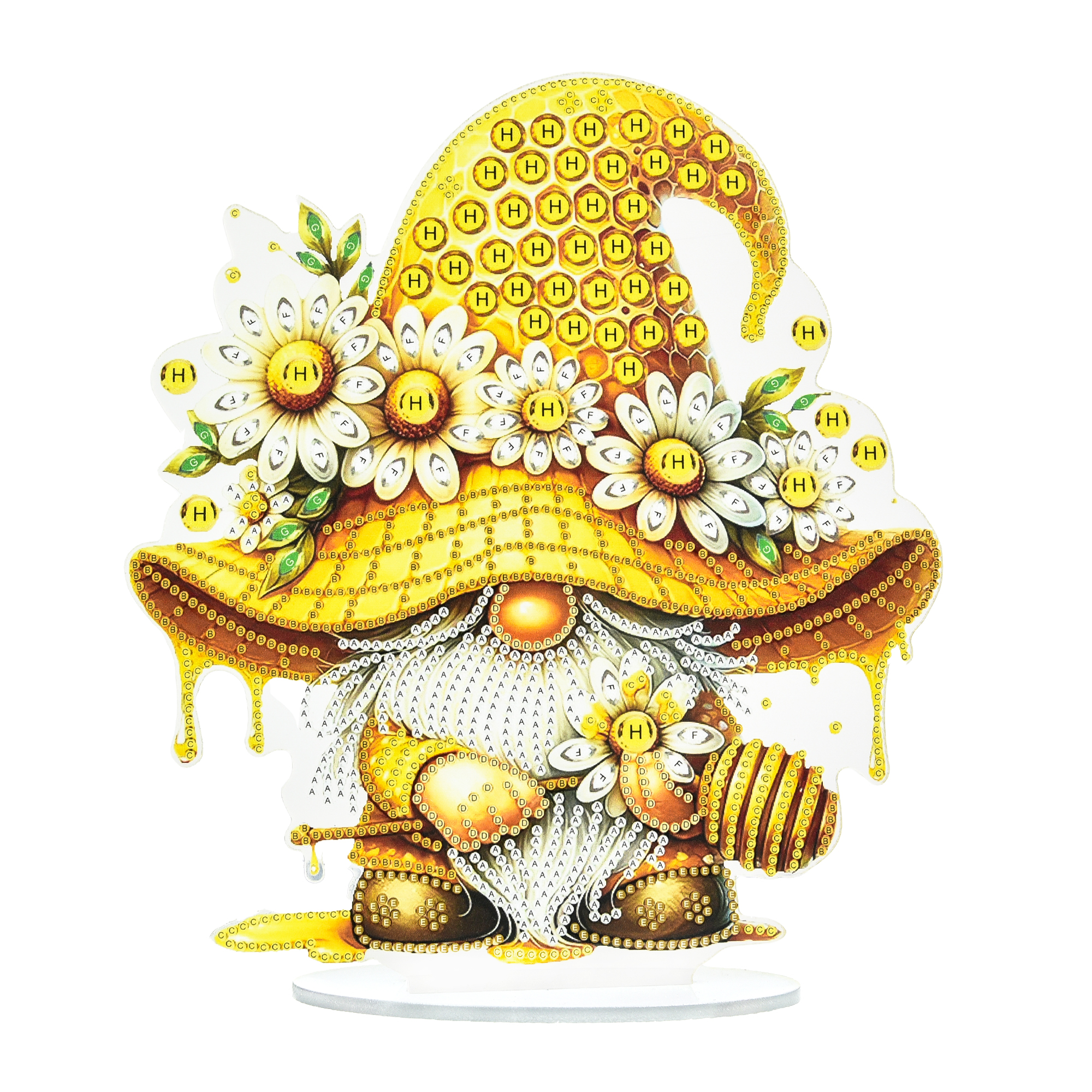 Алмазна мозаїка Strateg Медові чари гнома на підставці розміром 25х25 см (YKLZ15229)