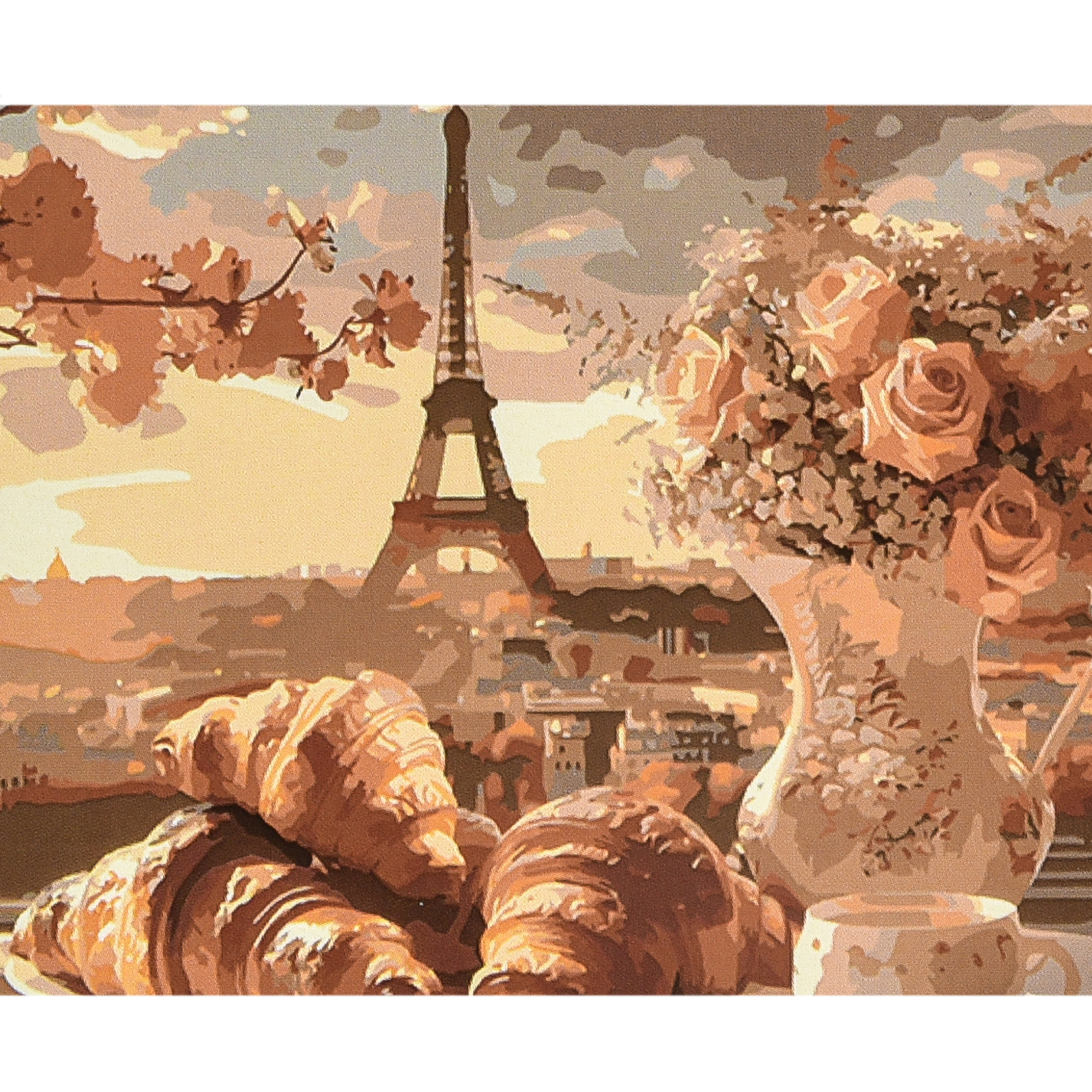 Картина за номерами Strateg Чарівний ранок у Парижі з лаком та рівнем розміром 40х50 см (VA-4616)