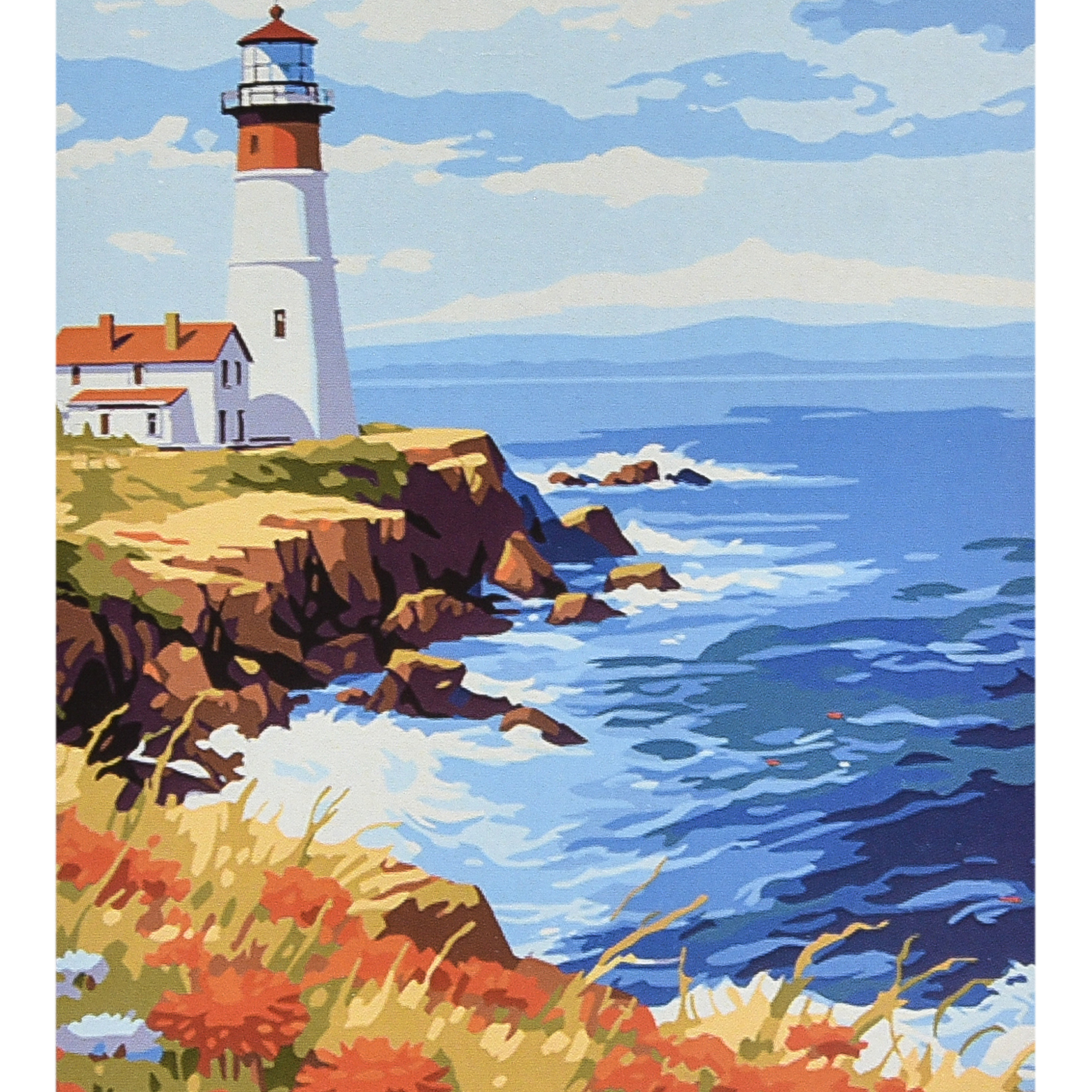 Картина за номерами Strateg Маяк на березі з лаком та рівнем розміром 40х50 см (VA-4629)