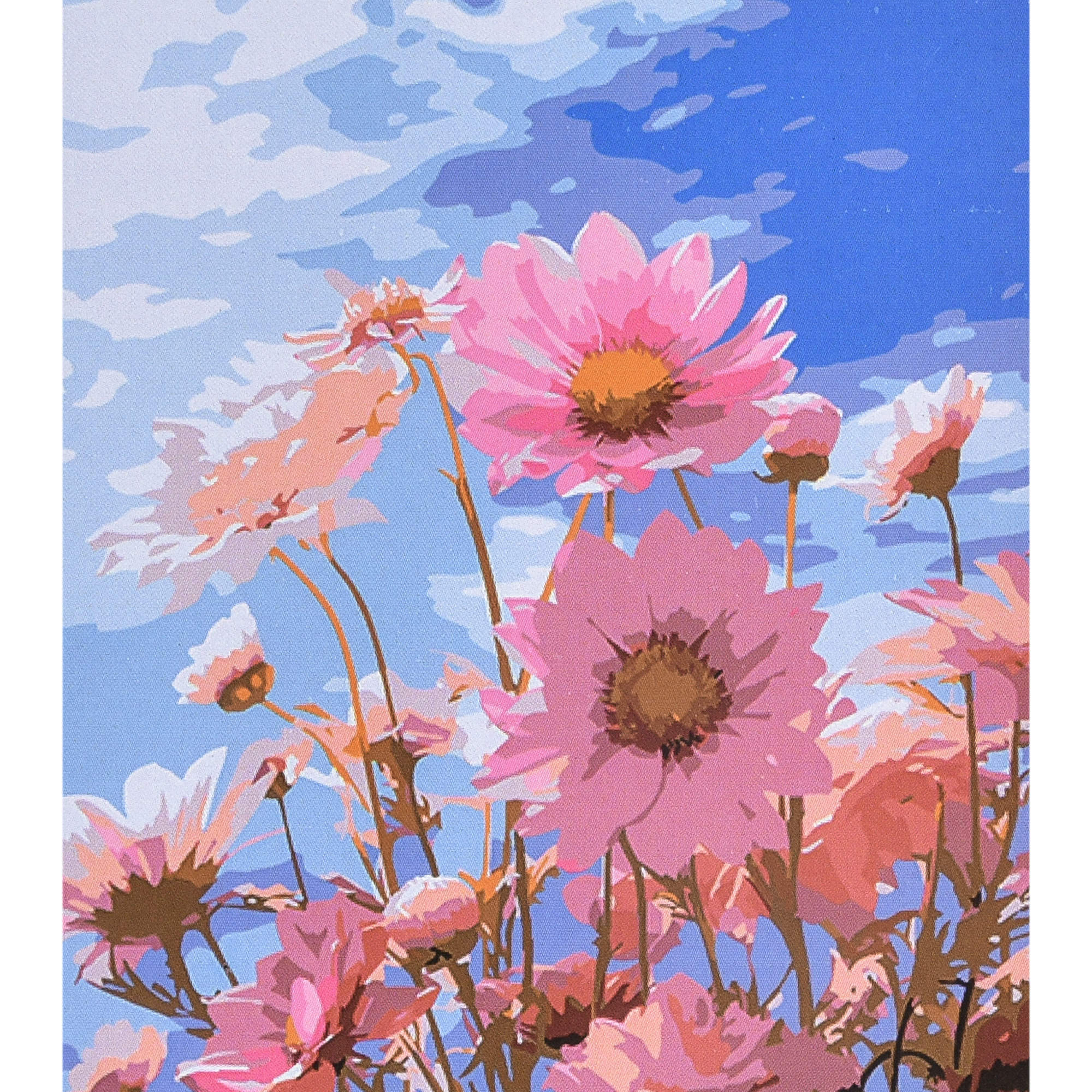 Картина за номерами Strateg Квіткова радість під небом з лаком та рівнем розміром 40х50 см (VA-4634)