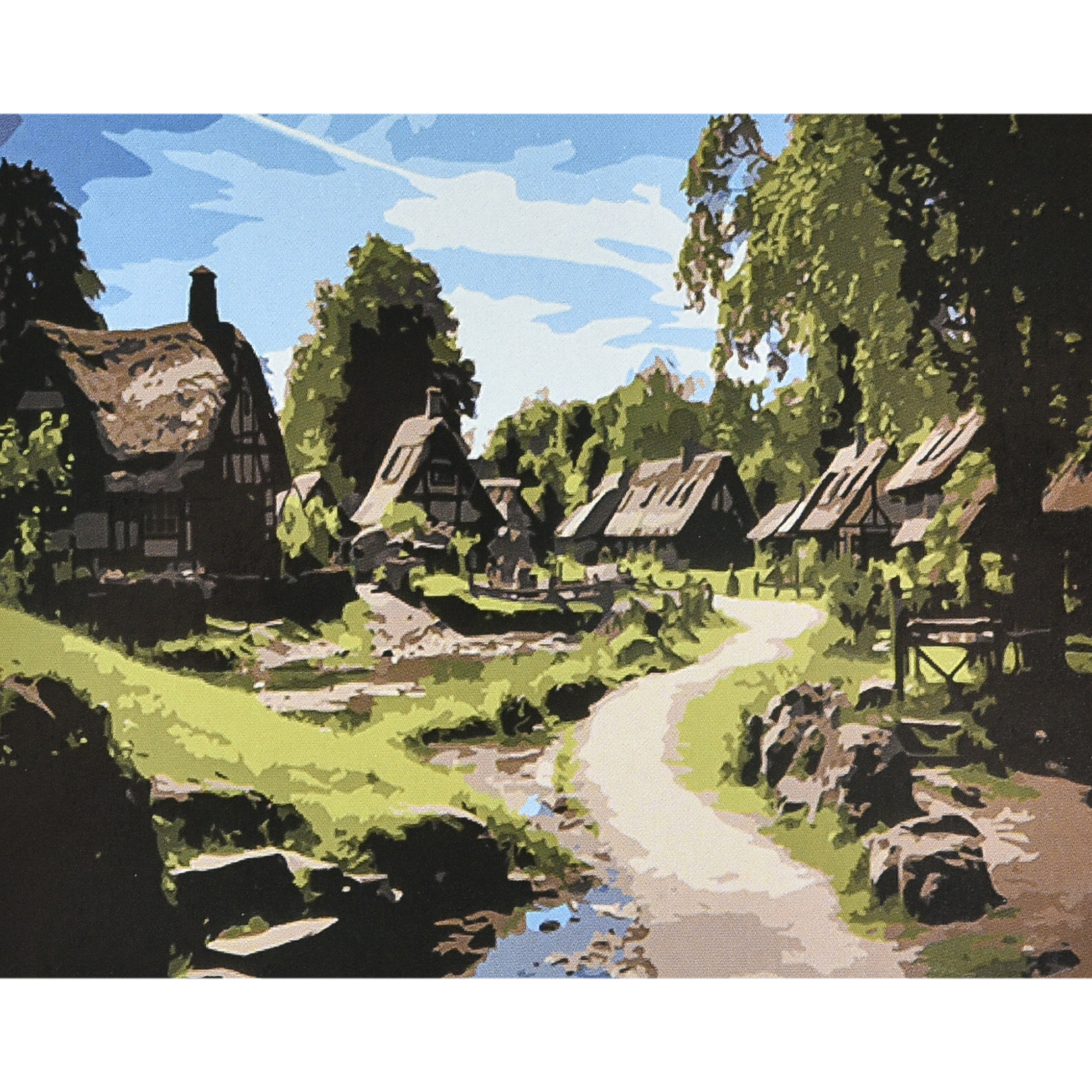 Картина за номерами Strateg Село в обіймах природи з лаком та рівнем розміром 40х50 см (VA-4637)