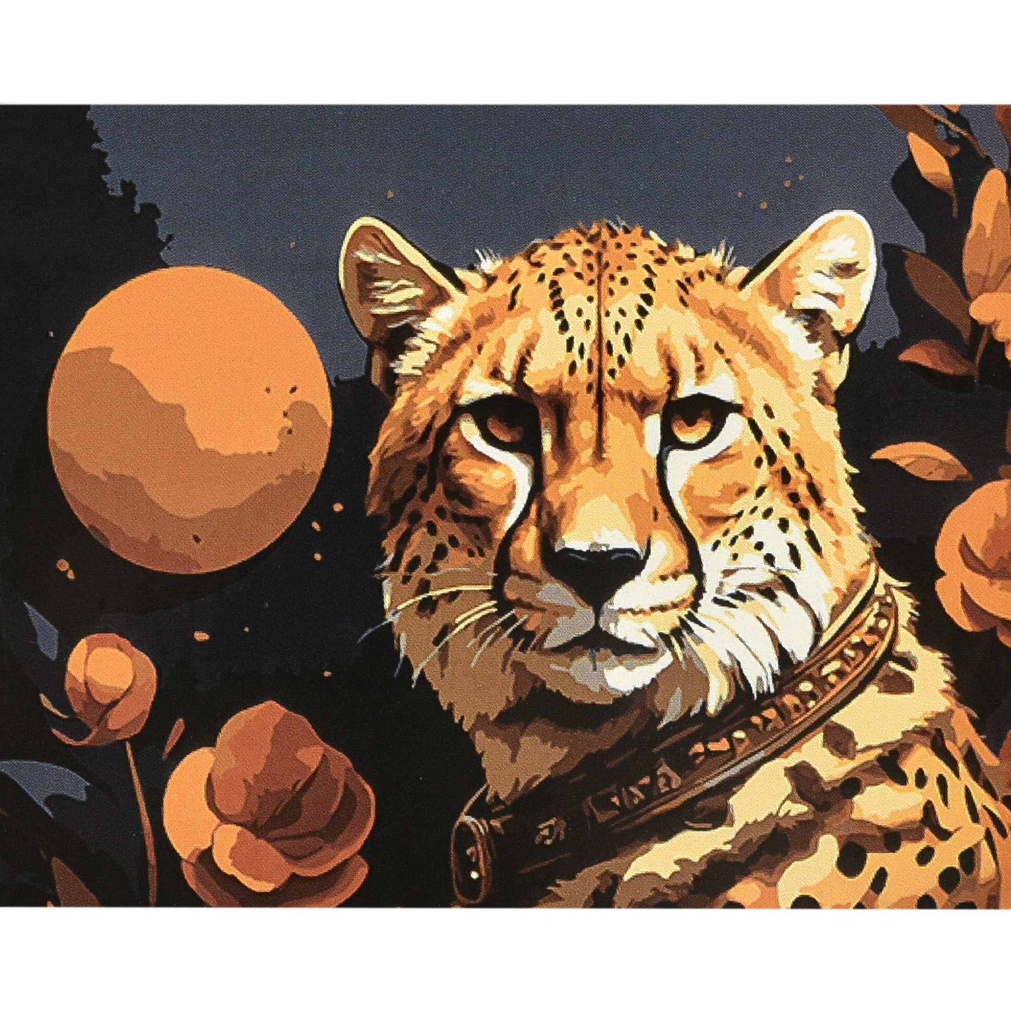 Картина за номерами Strateg Величність гепарда з лаком та рівнем розміром 40х50 см (VA-4653)