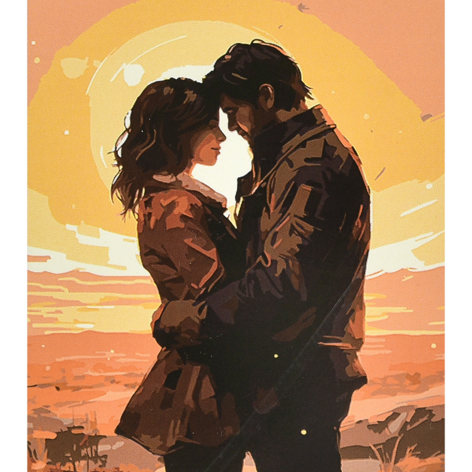 Картина за номерами Strateg Обійми щастя з лаком та рівнем розміром 40х50 см (VA-4657)