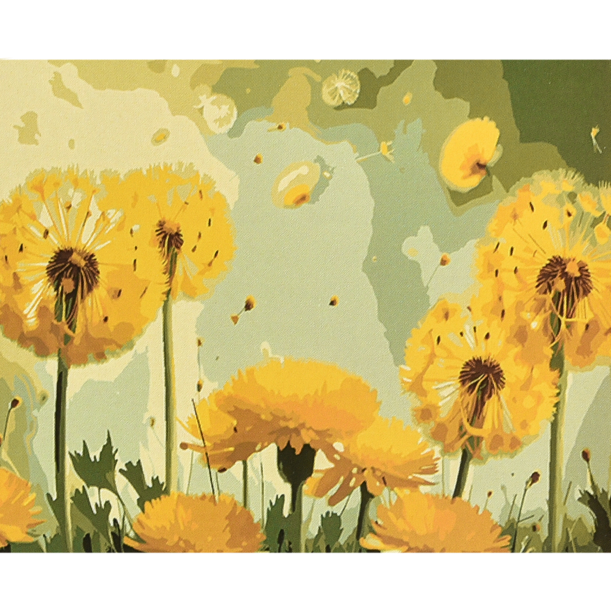 Картина за номерами Strateg Літній подих кульбаб з лаком та рівнем розміром 40х50 см (VA-4662)