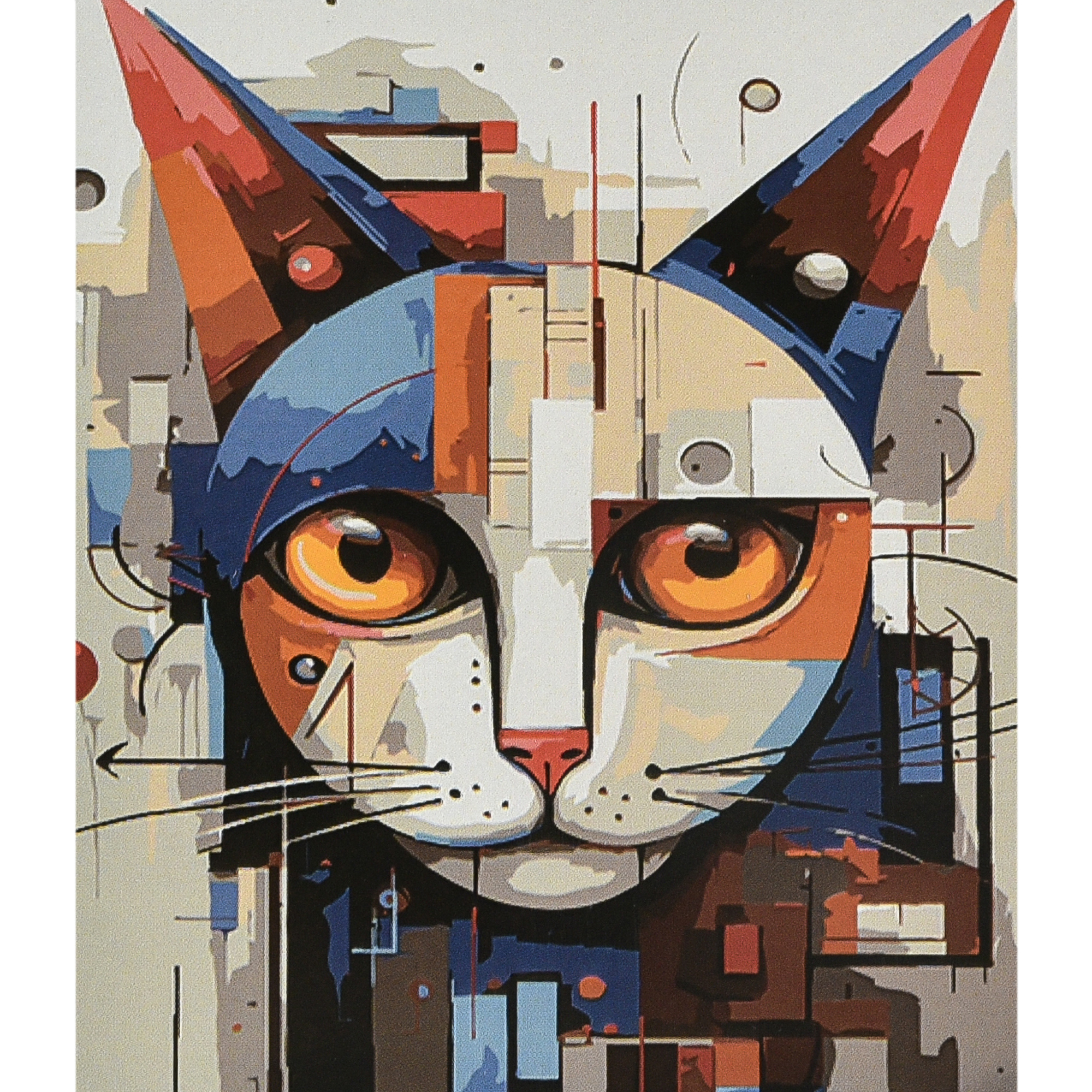 Картина за номерами Strateg Кіт у світі абстракції з лаком та рівнем розміром 40х50 см (VA-4672)