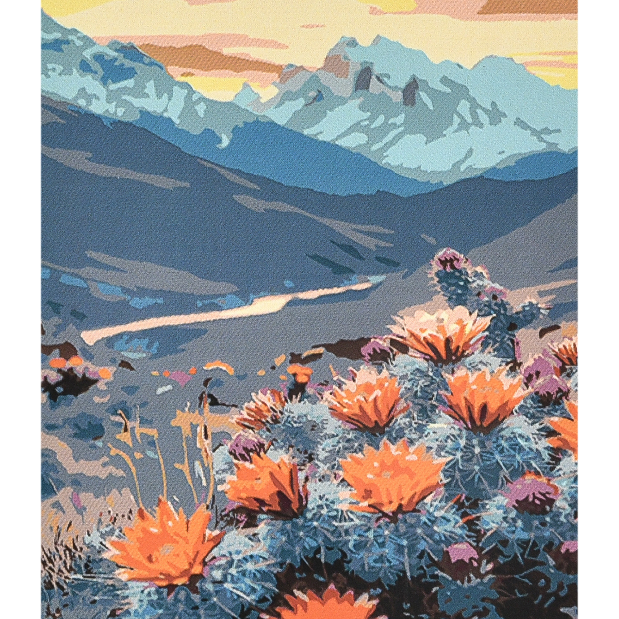 Картина за номерами Strateg Цвітіння в гірській тиші з лаком та рівнем розміром 40х50 см (VA-4681)