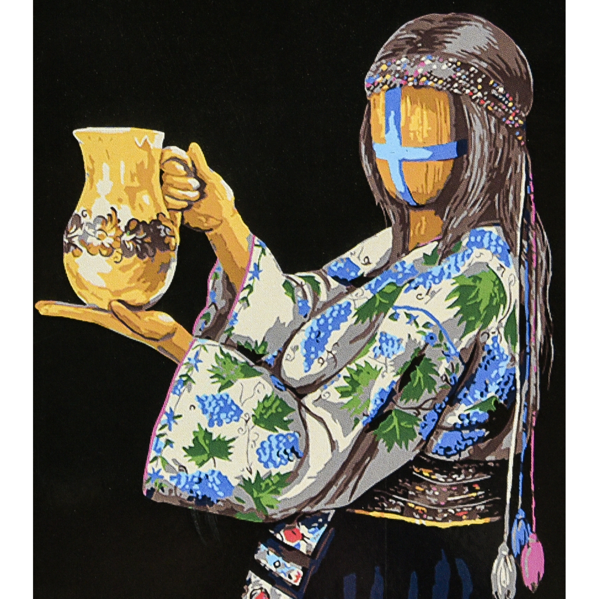 Картина за номерами Strateg ПРЕМІУМ Піднесена на чорному фоні з лаком розміром 40х50 см (AH1144)