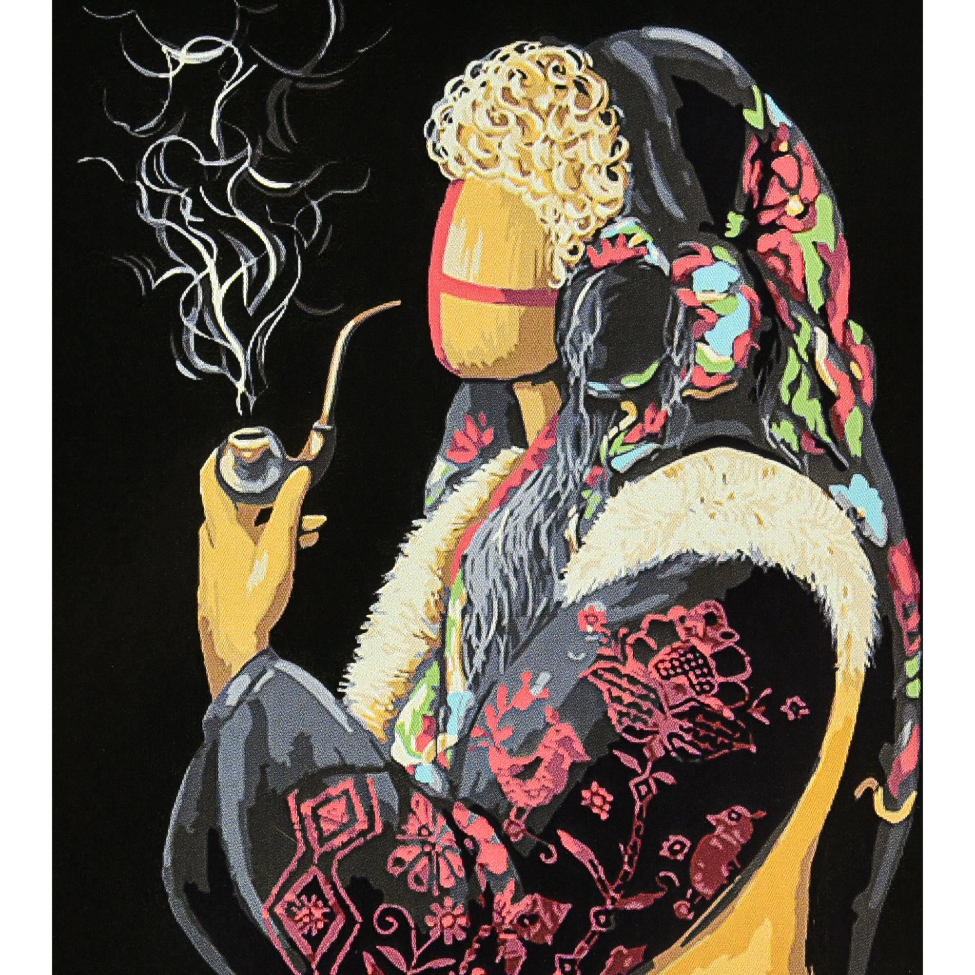 Картина за номерами Strateg ПРЕМІУМ Ладанна на чорному фоні з лаком розміром 40х50 см (AH1145)