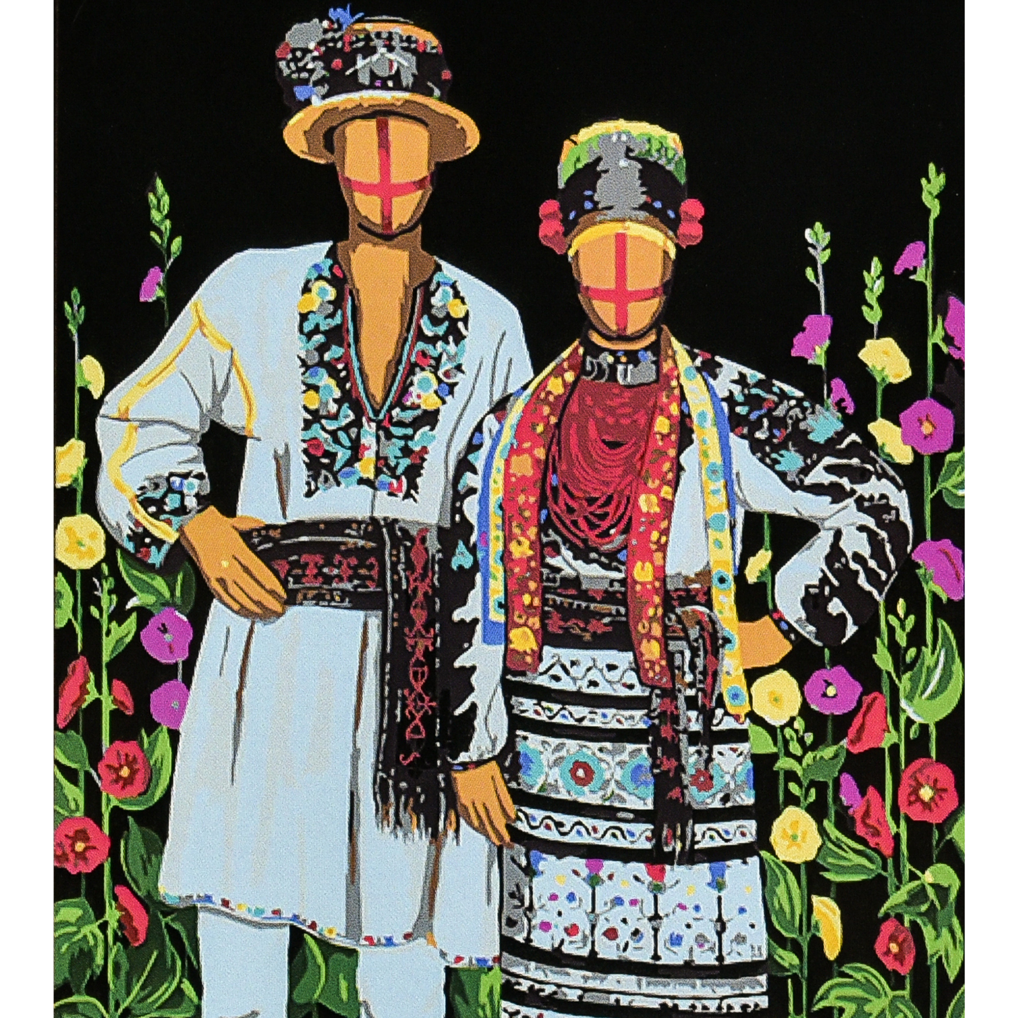 Картина за номерами Strateg ПРЕМІУМ Нерозривні на чорному фоні з лаком розміром 40х50 см (AH1146)