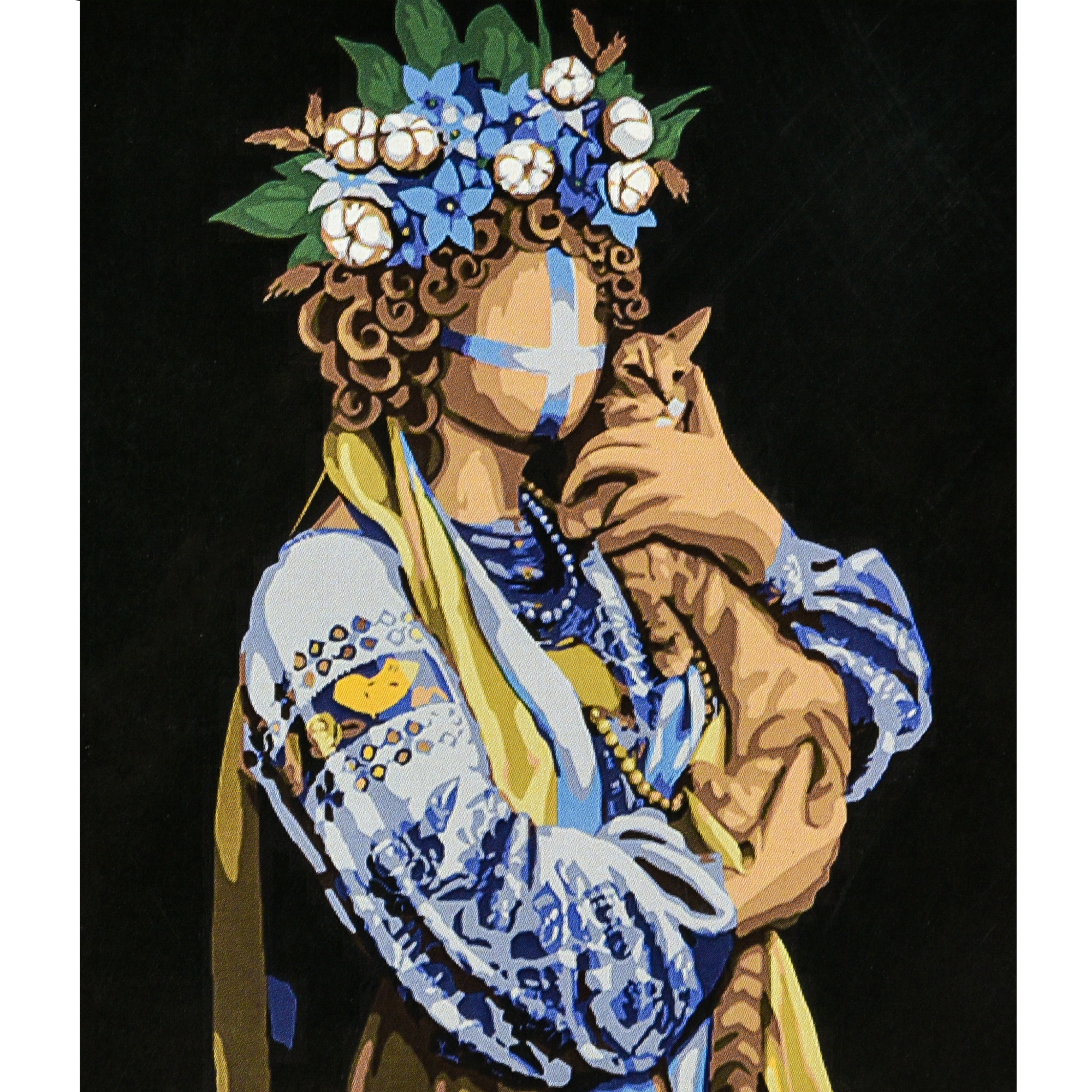 Картина за номерами Strateg ПРЕМІУМ Пригорнута на чорному фоні з лаком розміром 40х50 см (AH1147)