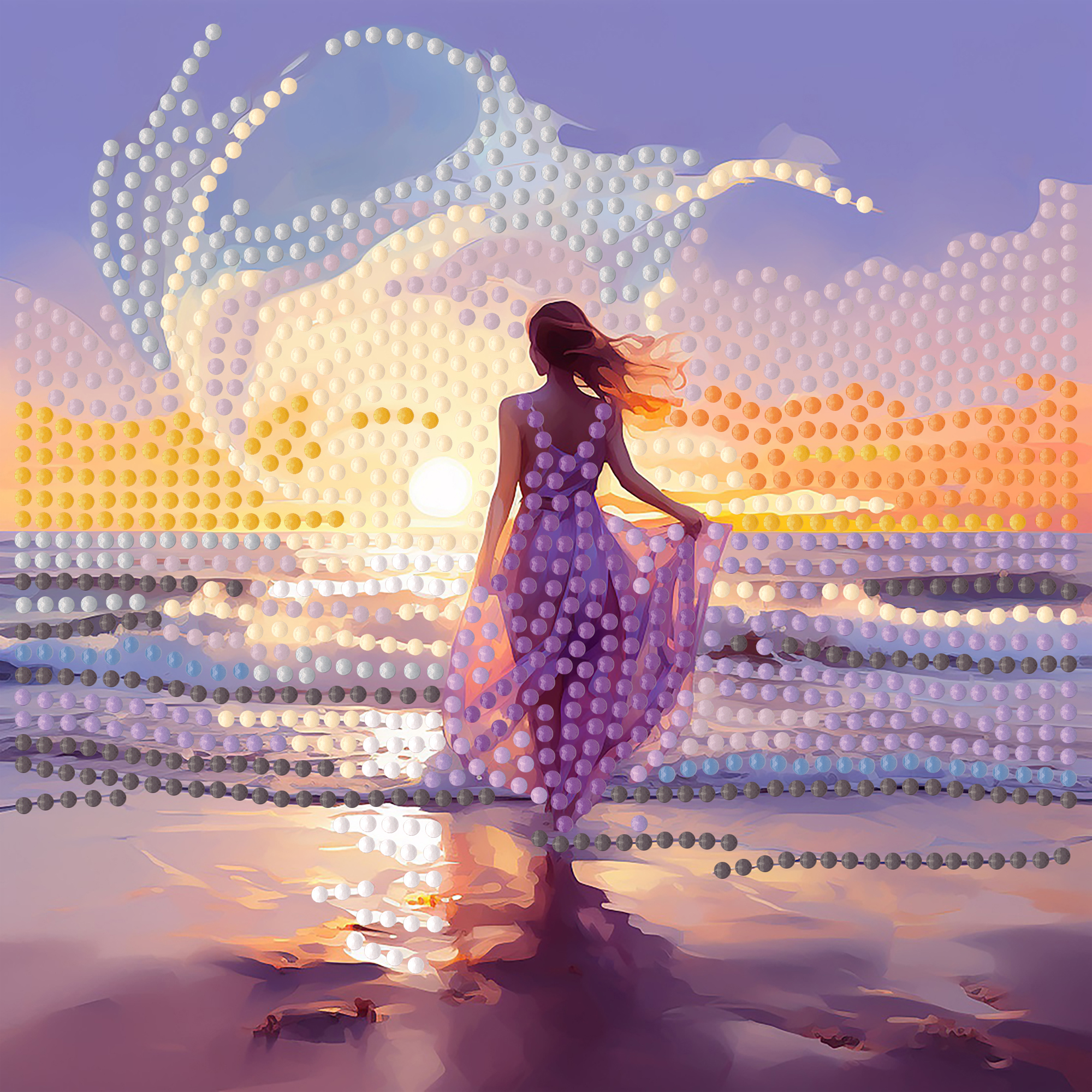 Алмазна мозаїка Strateg ПРЕМІУМ Сила стихій на паперовій основі розміром 18х18 см (ZAV1818-9)