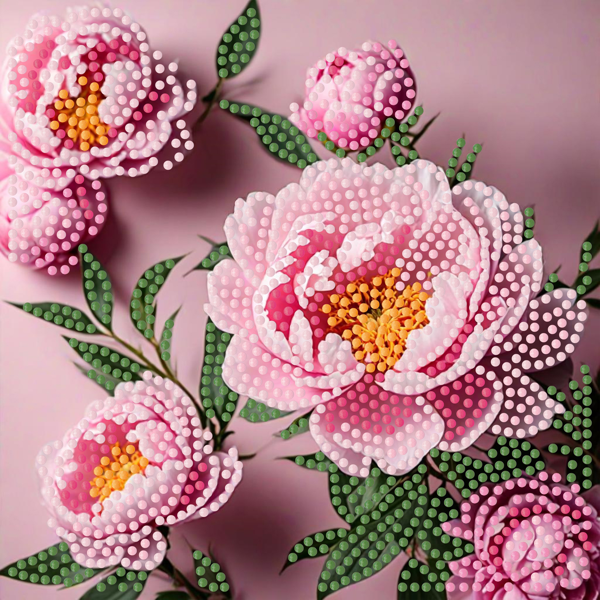 Алмазна мозаїка Strateg ПРЕМІУМ Рожева мрія на паперовій основі розміром 18х18 см (ZAV1818-13)