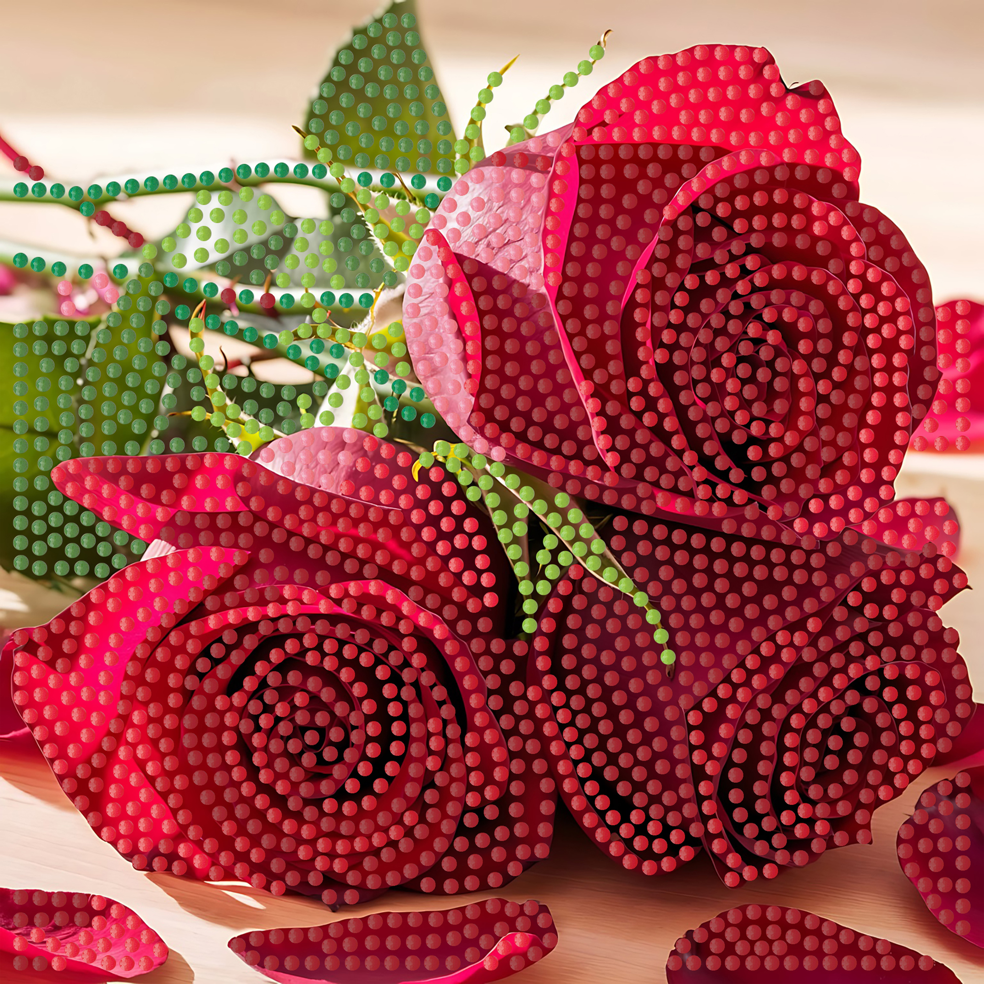 Алмазна мозаїка Strateg ПРЕМІУМ Троянди на паперовій основі розміром 18х18 см (ZAV1818-16)