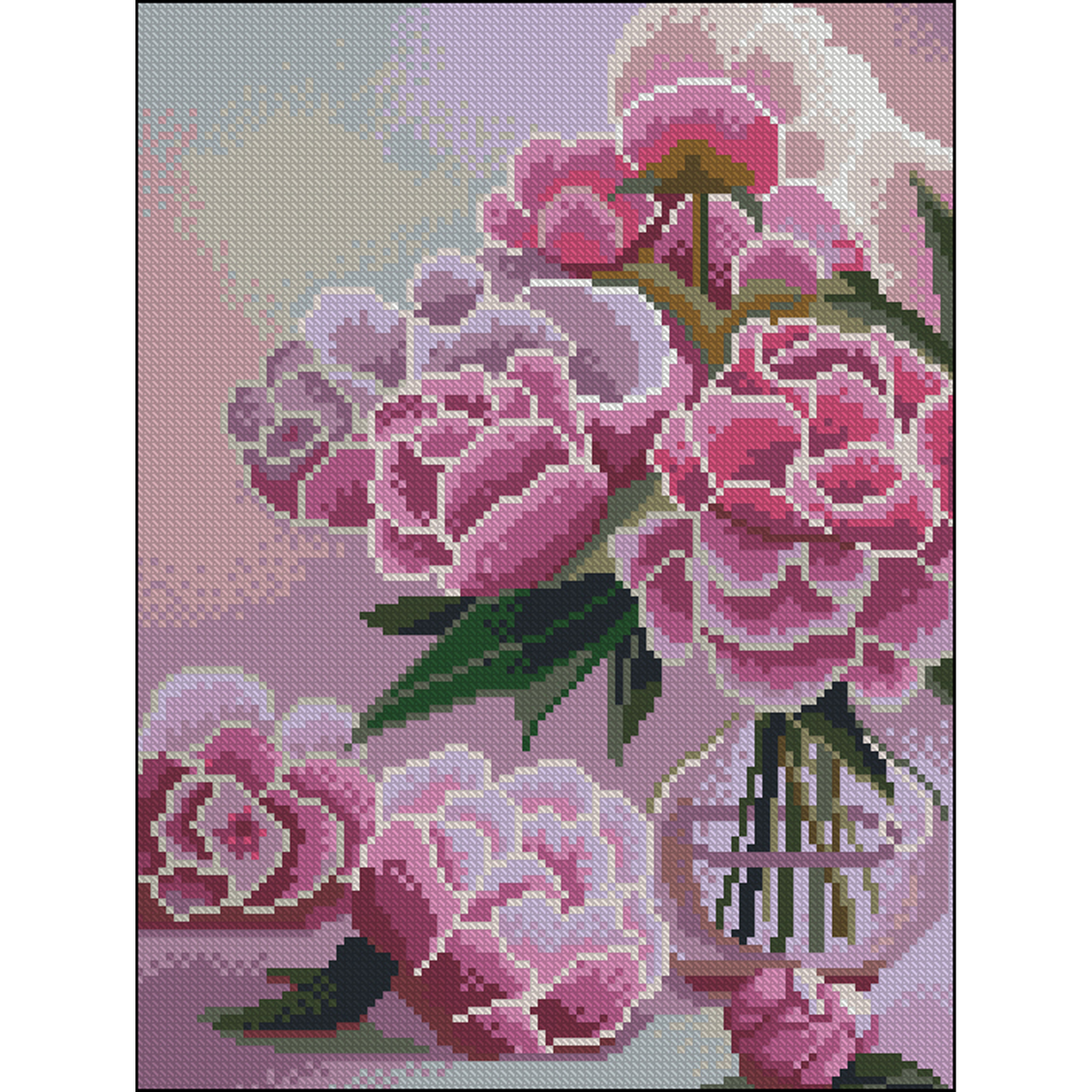 Алмазна мозаїка Strateg ПРЕМІУМ Рожеві півонії без підрамника розміром 30х40 см (ZAV3040-44)