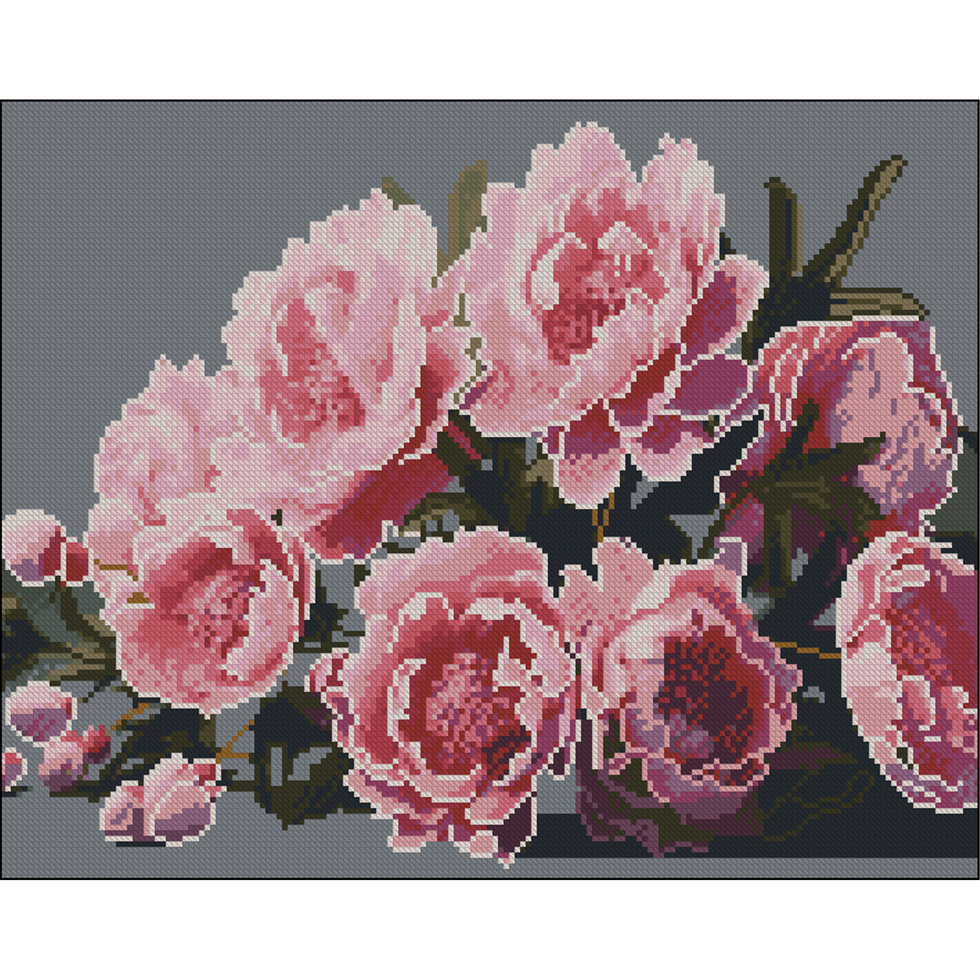 Алмазна мозаїка Strateg ПРЕМІУМ Гілка півонії без підрамника розміром 40х50 см (ZAV4050-12)