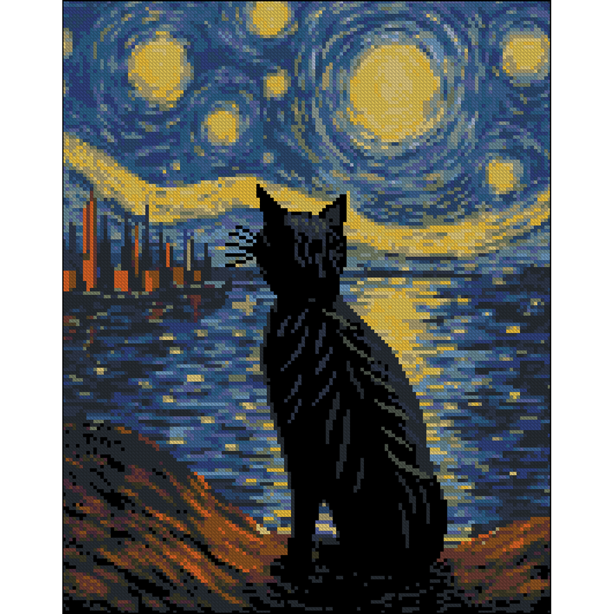 Алмазна мозаїка Strateg ПРЕМІУМ Зоряний кіт без підрамника розміром 40х50 см (ZAV4050-5)