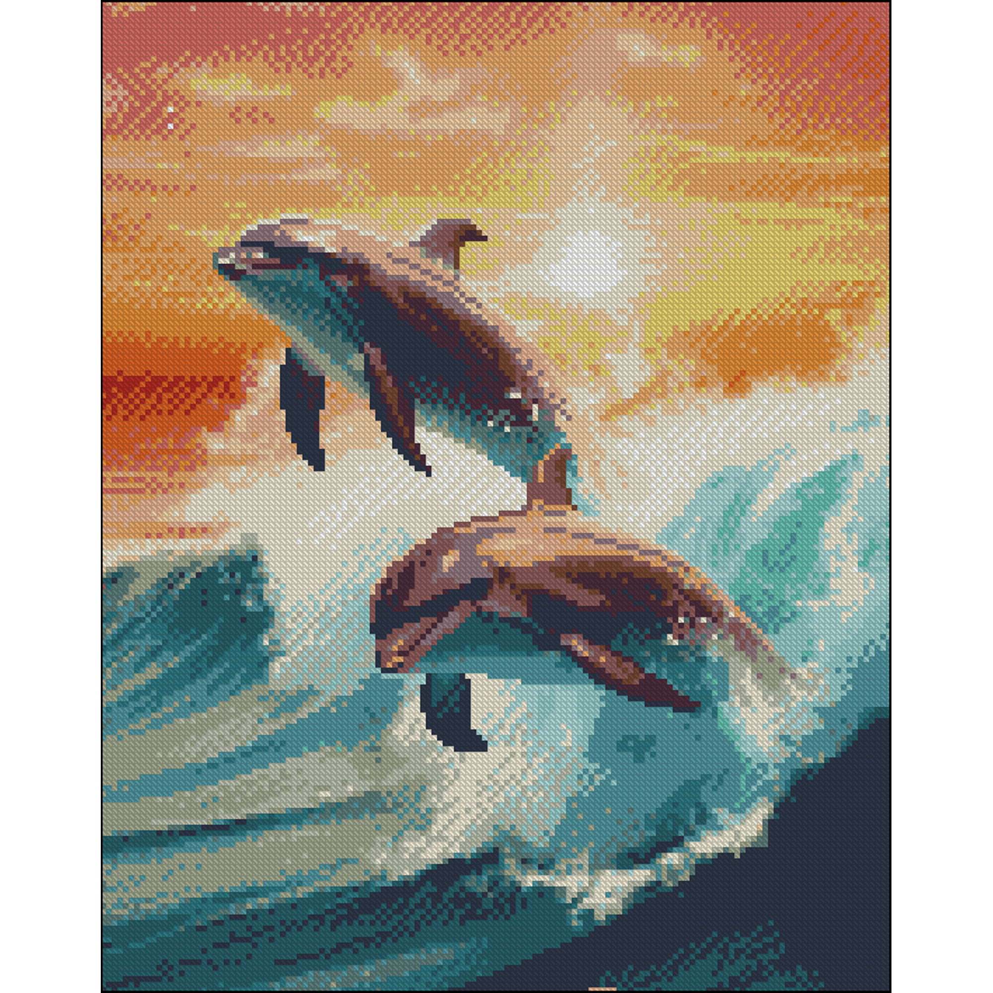 Алмазна мозаїка Strateg ПРЕМІУМ Танок дельфінів без підрамника розміром 40х50 см (ZAV4050-39)